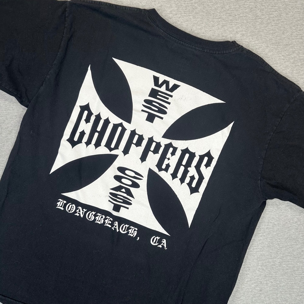 West Coast Choppers New Era T-Shirt Mens L Black Graphic Long Beach
